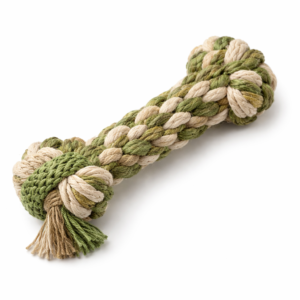 Braided Cotton Rope Dog Chew Toy, Green & Cream