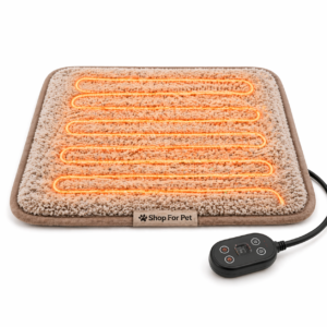 Electric Heated Pet Mat with Temperature Controller, Plush Dog Bed Pad
