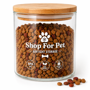 Airtight Pet Food Storage Container Glass Jar with Bamboo Lid