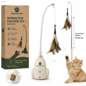 Interactive Feather Cat Toy with Motion Activation and Adjustable Rod